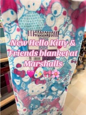 Authentic Hello Kitty & Friends Plush Blanket - Blue, Pink, White